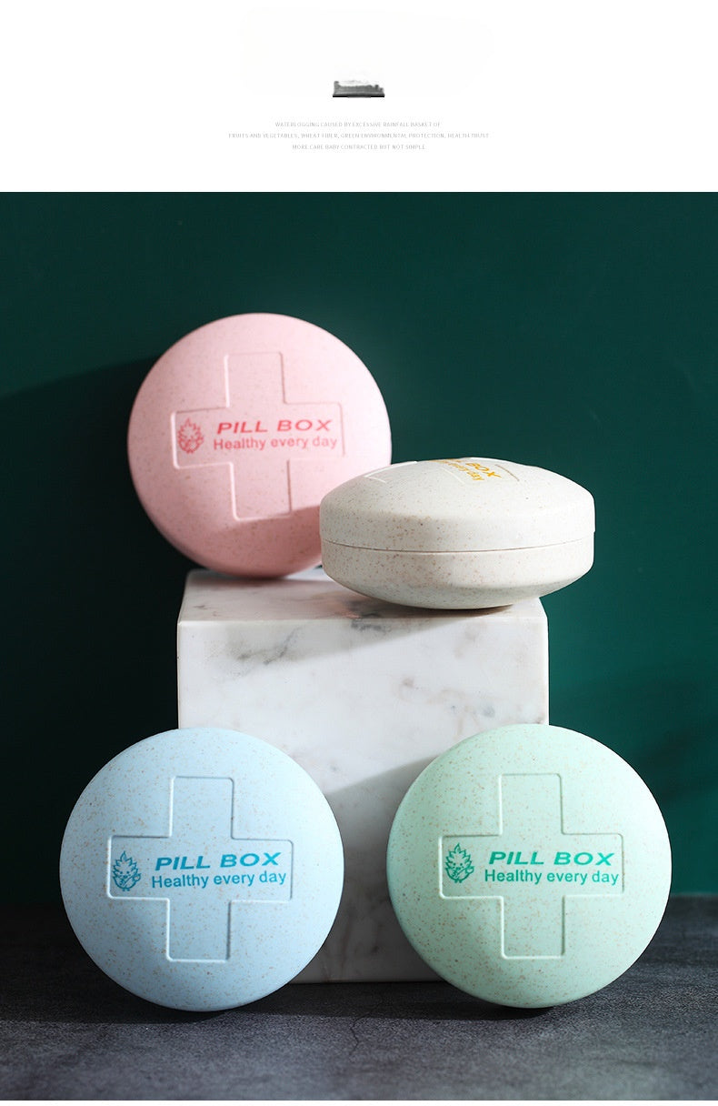 Round Travel Pill Organizer with 4 Compartments