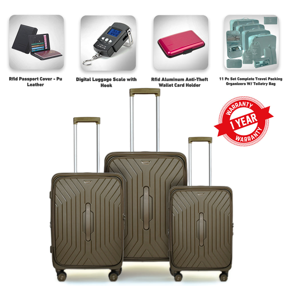 Hardside PP Front Open Luggage Set – 20"/24"/28"