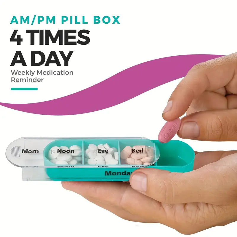 Pill Organizer with Color Coded Compartments