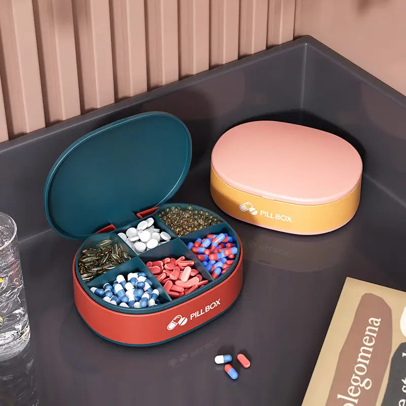 6-Grid Medicine Organizer - Travel-Friendly Pill Case