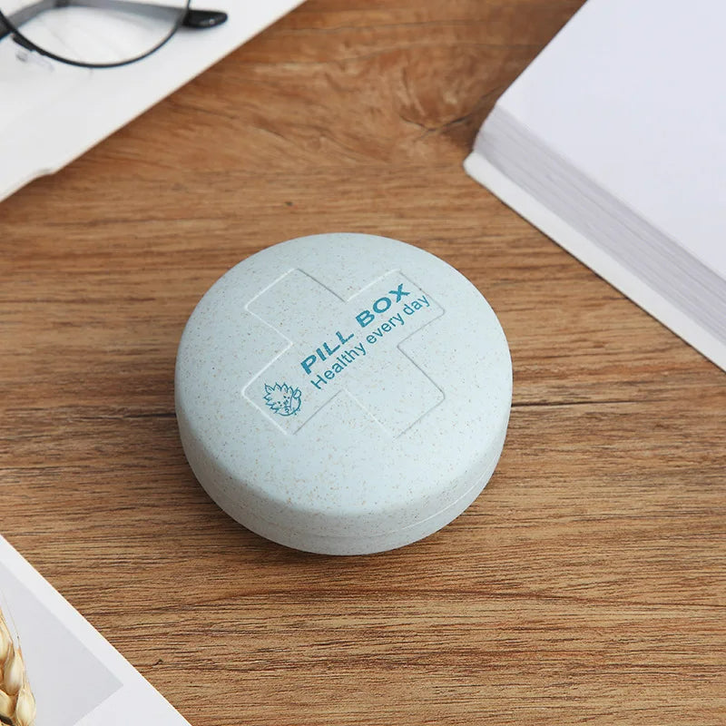 Round Travel Pill Organizer with 4 Compartments