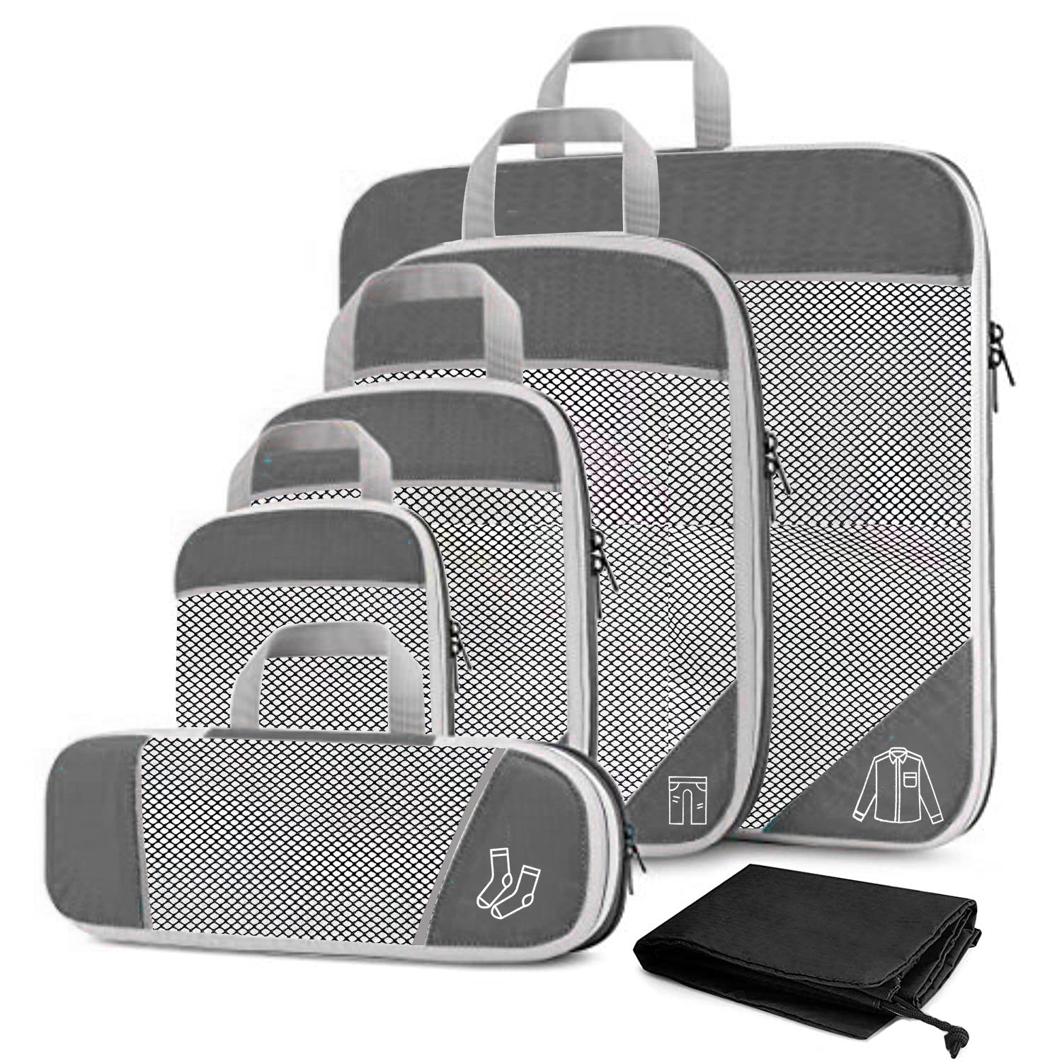 6 Set Premium Compression Travel Packing Cubes