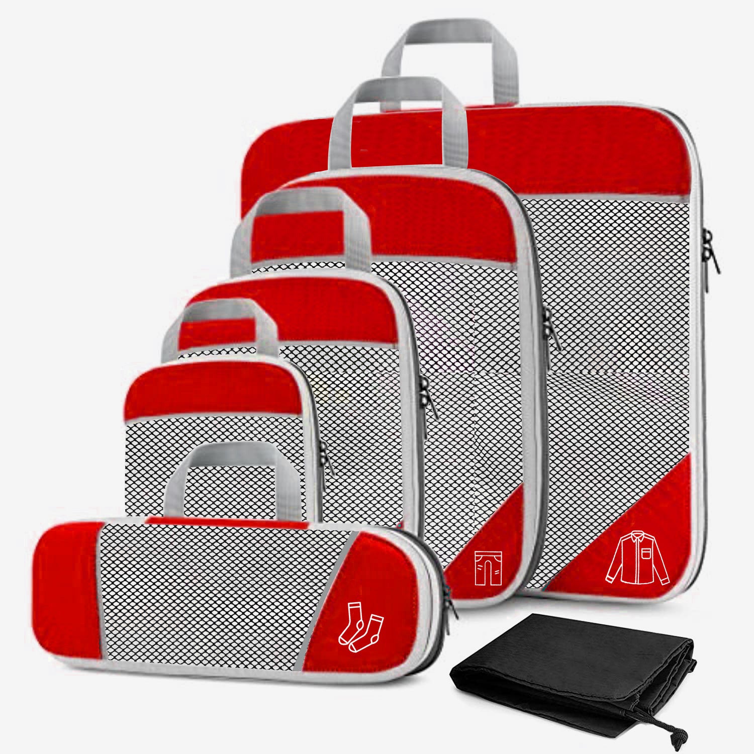 6 Set Premium Compression Travel Packing Cubes