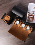 Luxury Watch Roll (3 Watches) Premium Faux Leather Travel Watch Case - Anti-Scratch Protection - Exquisite Storage - Modern Design