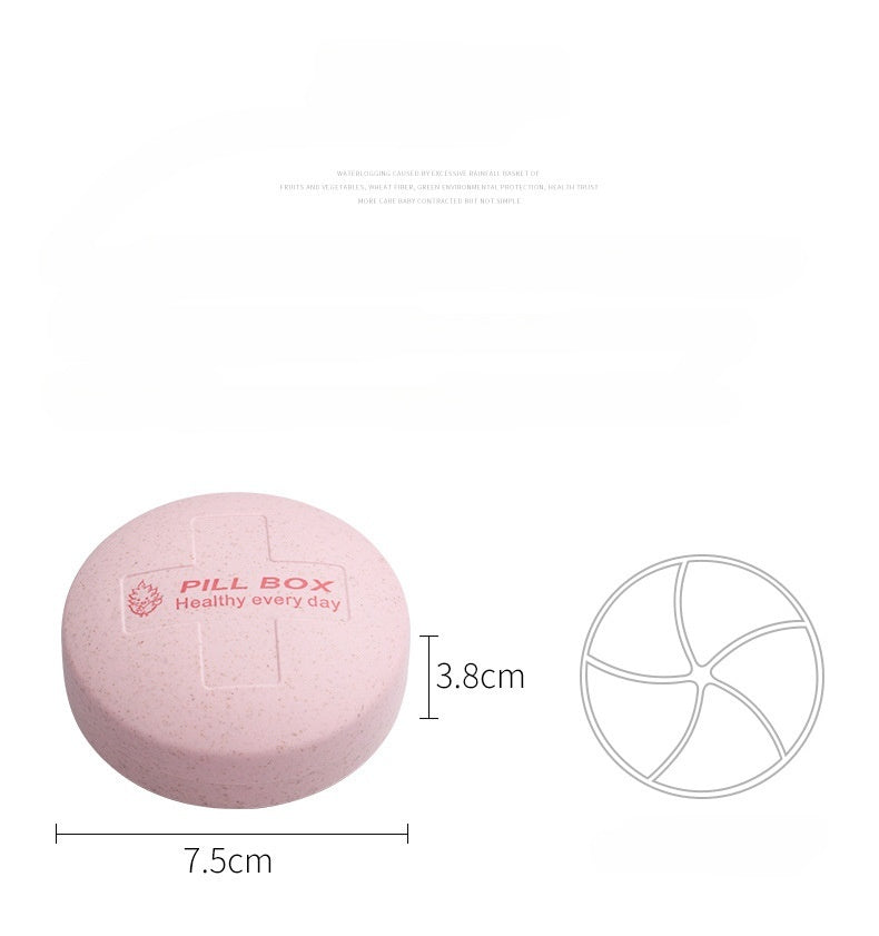 Round Travel Pill Organizer with 4 Compartments