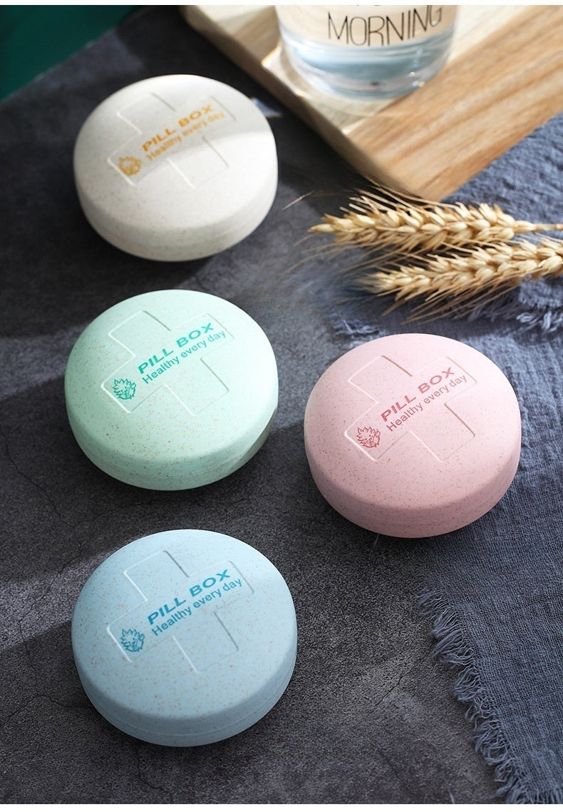 Round Travel Pill Organizer with 4 Compartments