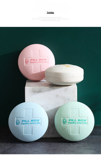 Round Travel Pill Organizer with 4 Compartments