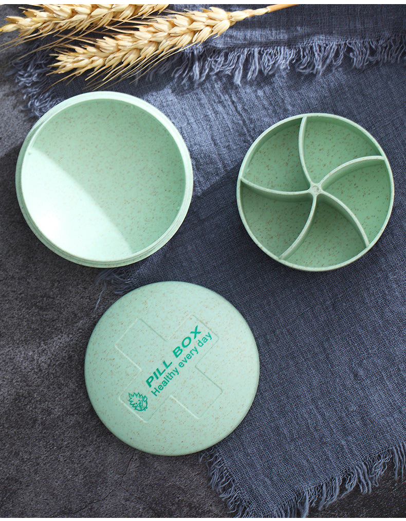 Round Travel Pill Organizer with 4 Compartments