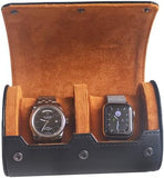Luxury Watch Roll (2 Watches) Premium Faux Leather Travel Watch Case - Anti-Scratch Protection - Exquisite Storage - Modern Design