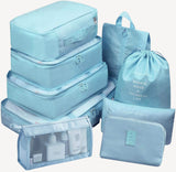 9 PC SET TRAVEL COMPACT PACKING ORGANIZERS W/ ELECTRONIC & COSMETIC BAG FOR LUGGAGE