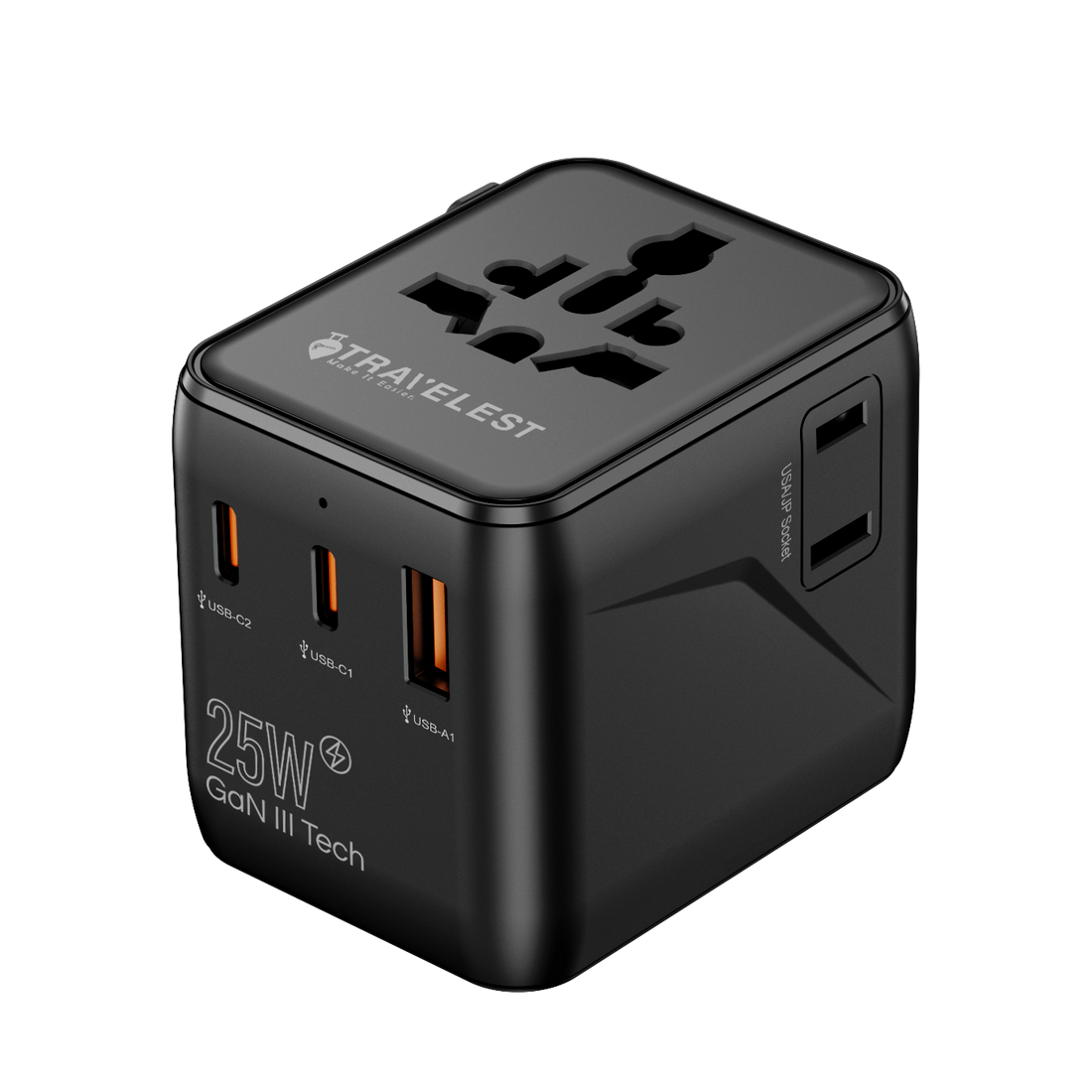 3 Port 25W Travel Adapter