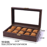 10 SLOT Wooden Watch Box Casket, GLASS DISPLAY Organizer, Jewelry Collection