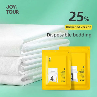 طقم مفارش سرير للاستخدام مرة واحدة (ملاءة + غطاء لحاف + غطائي وسادة)