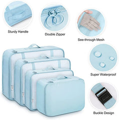 9 Pc Set Travel Compact Packing Organizers W/ Electronic & Cosmetic Bag For Luggage