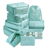 9 PC SET TRAVEL COMPACT PACKING ORGANIZERS W/ ELECTRONIC & COSMETIC BAG FOR LUGGAGE