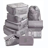 9 PC SET TRAVEL COMPACT PACKING ORGANIZERS W/ ELECTRONIC & COSMETIC BAG FOR LUGGAGE