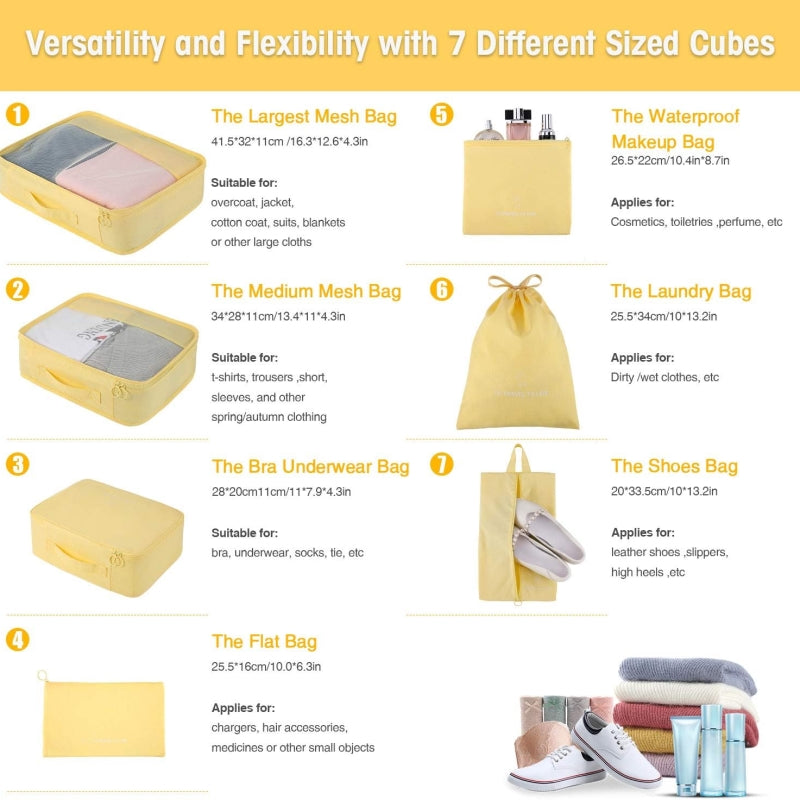 7Pcs Set Travel Compact Packing Organizers