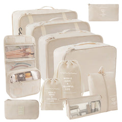 11 Pc Set Complete Travel Packing Organizers W/ Toiletry Bag