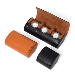 Luxury Watch Roll (3 Watches) Premium Faux Leather Travel Watch Case - Anti-Scratch Protection - Exquisite Storage - Modern Design