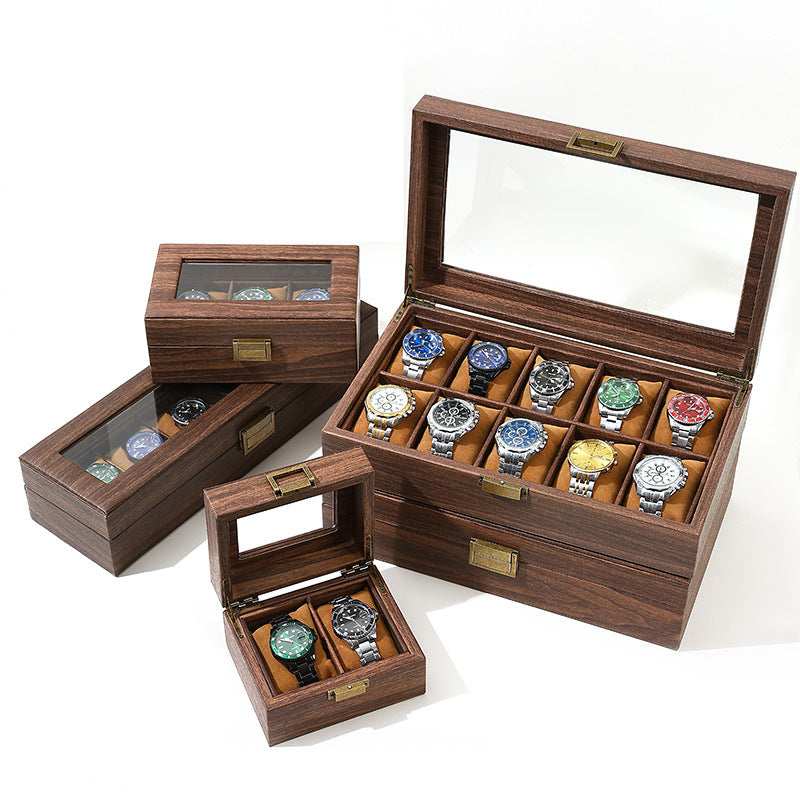 10 SLOT Wooden Watch Box Casket, GLASS DISPLAY Organizer, Jewelry Collection