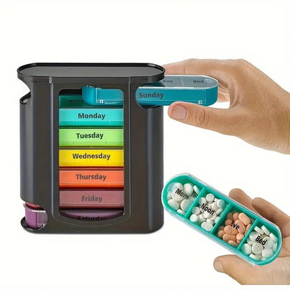 Pill Organizer with Color Coded Compartments