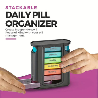 Pill Organizer with Color Coded Compartments