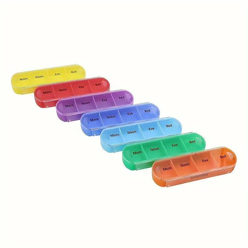 Pill Organizer with Color Coded Compartments