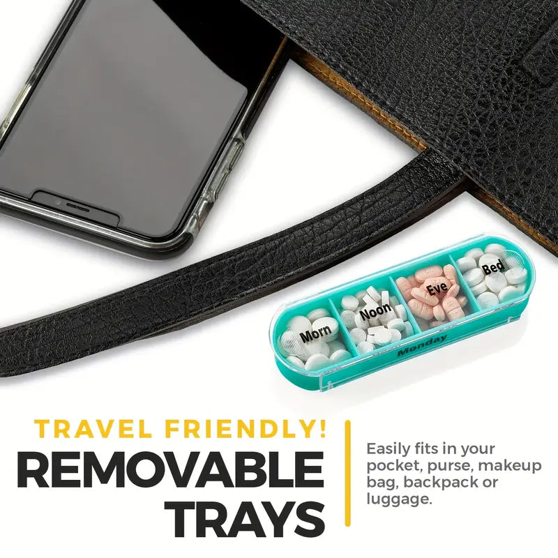 Pill Organizer with Color Coded Compartments
