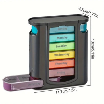 Pill Organizer with Color Coded Compartments