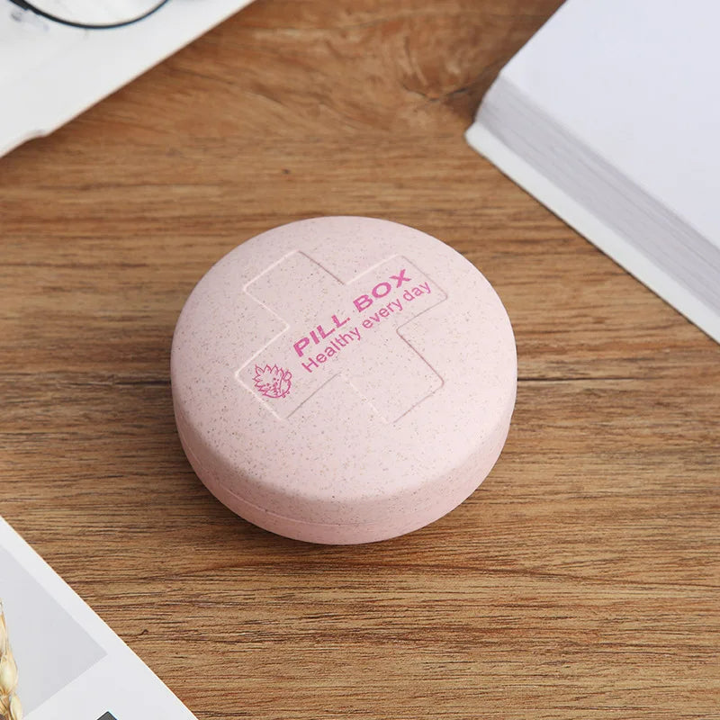 Round Travel Pill Organizer with 4 Compartments