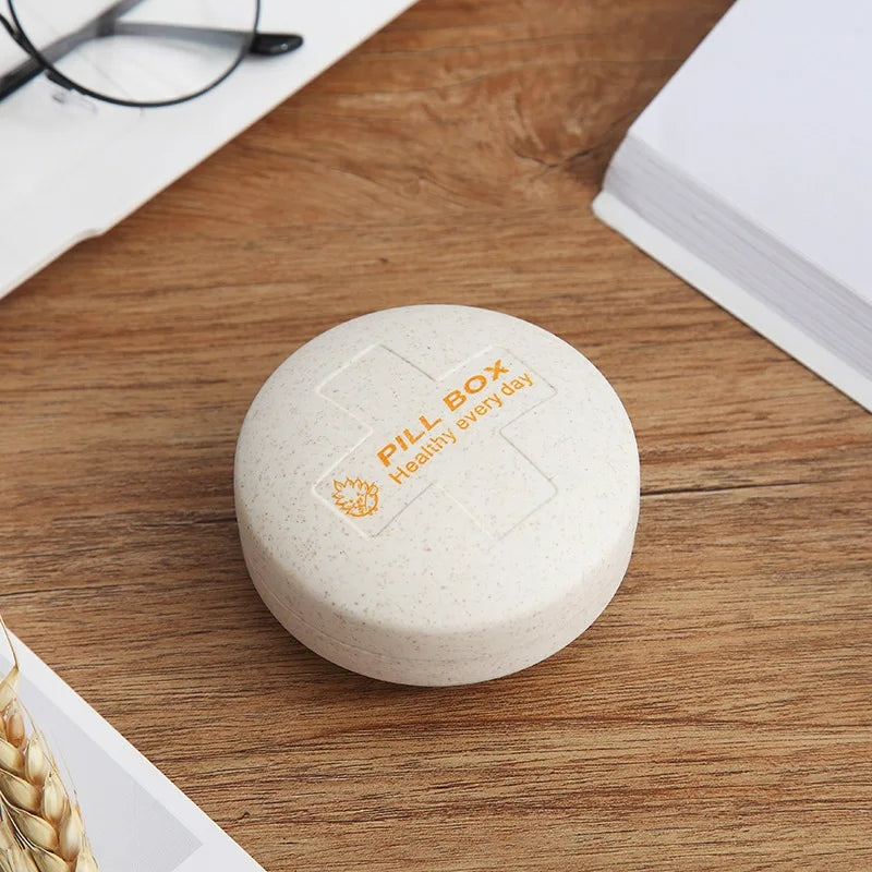 Round Travel Pill Organizer with 4 Compartments
