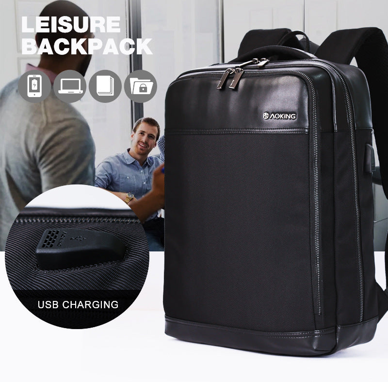 Aoking Sn86610-5 Leather Business Laptop Backpack