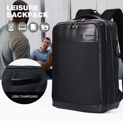 Aoking Sn86610-5 Leather Business Laptop Backpack
