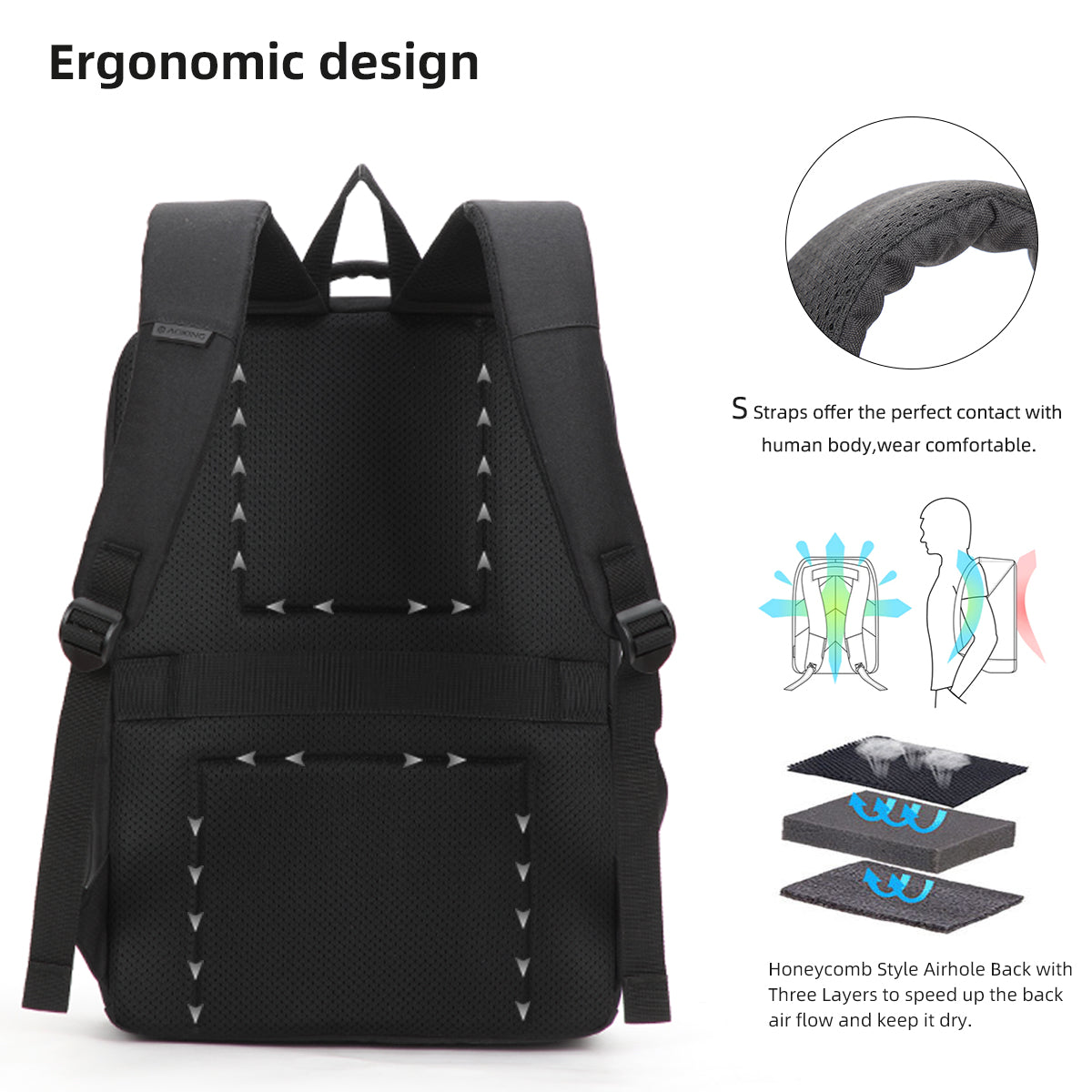 Aoking  Travel Smart Laptop Backpack - Sn1133-5
